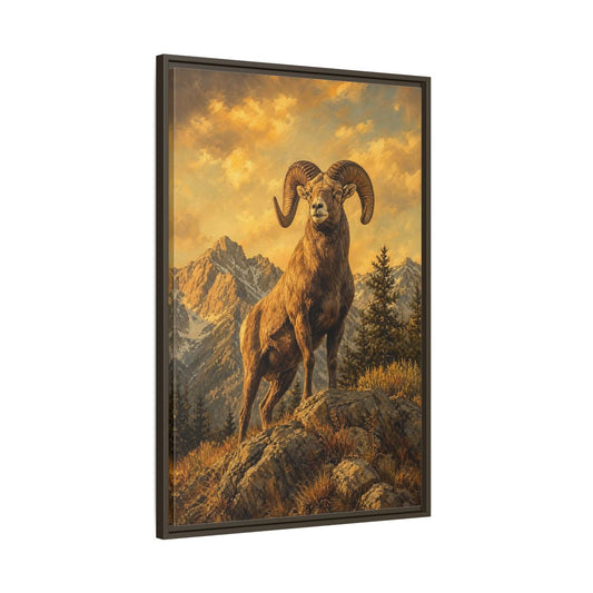 Main Mockup. Animals Bighorn Sheep Golden Bighorn Sheep shown as stretched canvas wall art