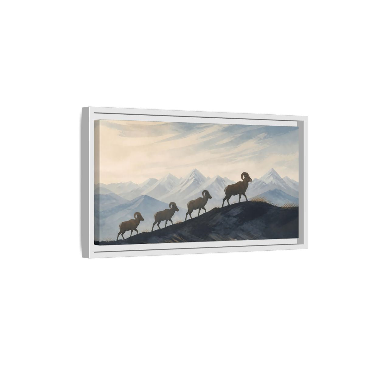 Side Mockup 6. Animals Bighorn Sheep Mountain Sheep shown as stretched canvas wall art