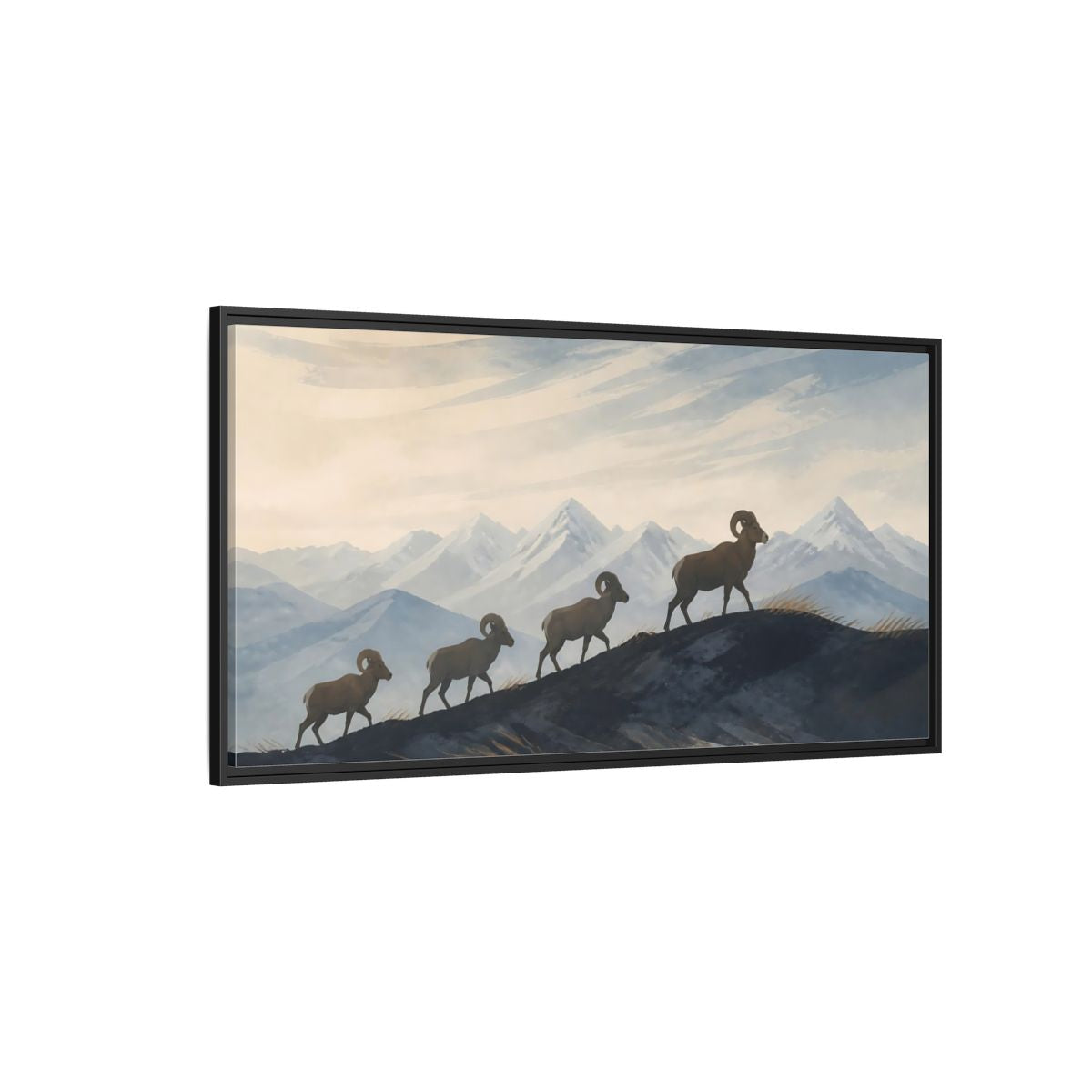 Side Mockup 5. Animals Bighorn Sheep Mountain Sheep shown as stretched canvas wall art