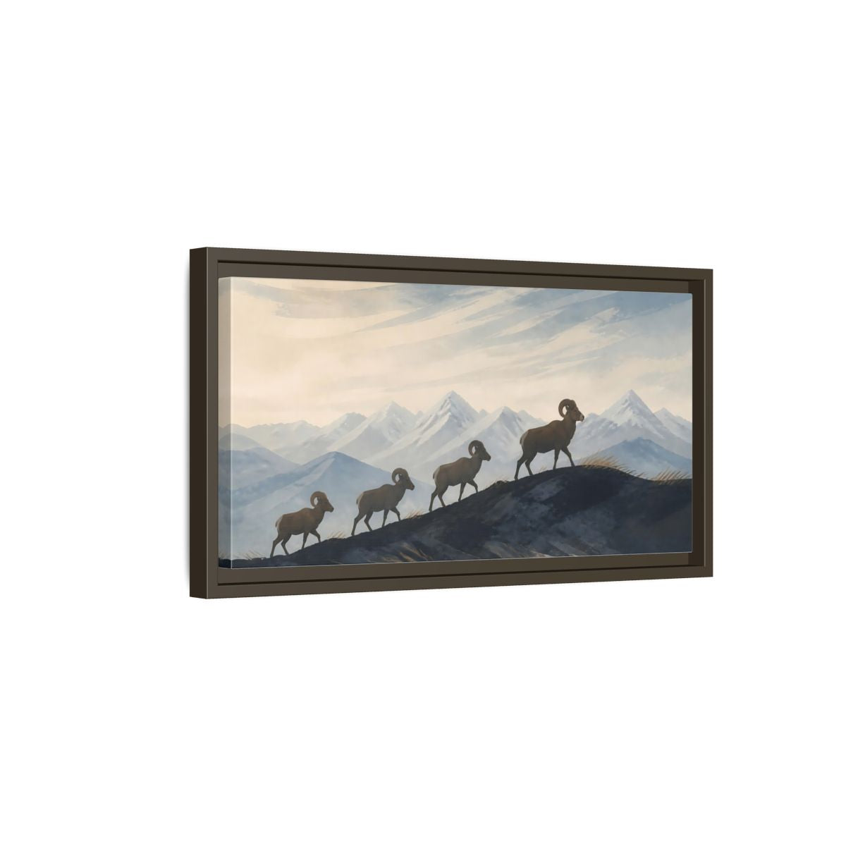 Side Mockup 7. Animals Bighorn Sheep Mountain Sheep shown as stretched canvas wall art
