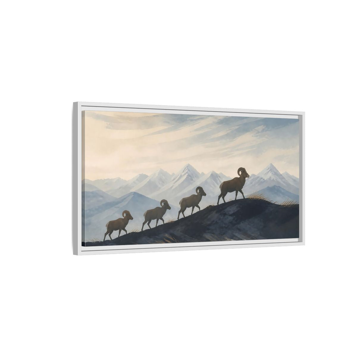 Side Mockup 1. Animals Bighorn Sheep Mountain Sheep shown as stretched canvas wall art