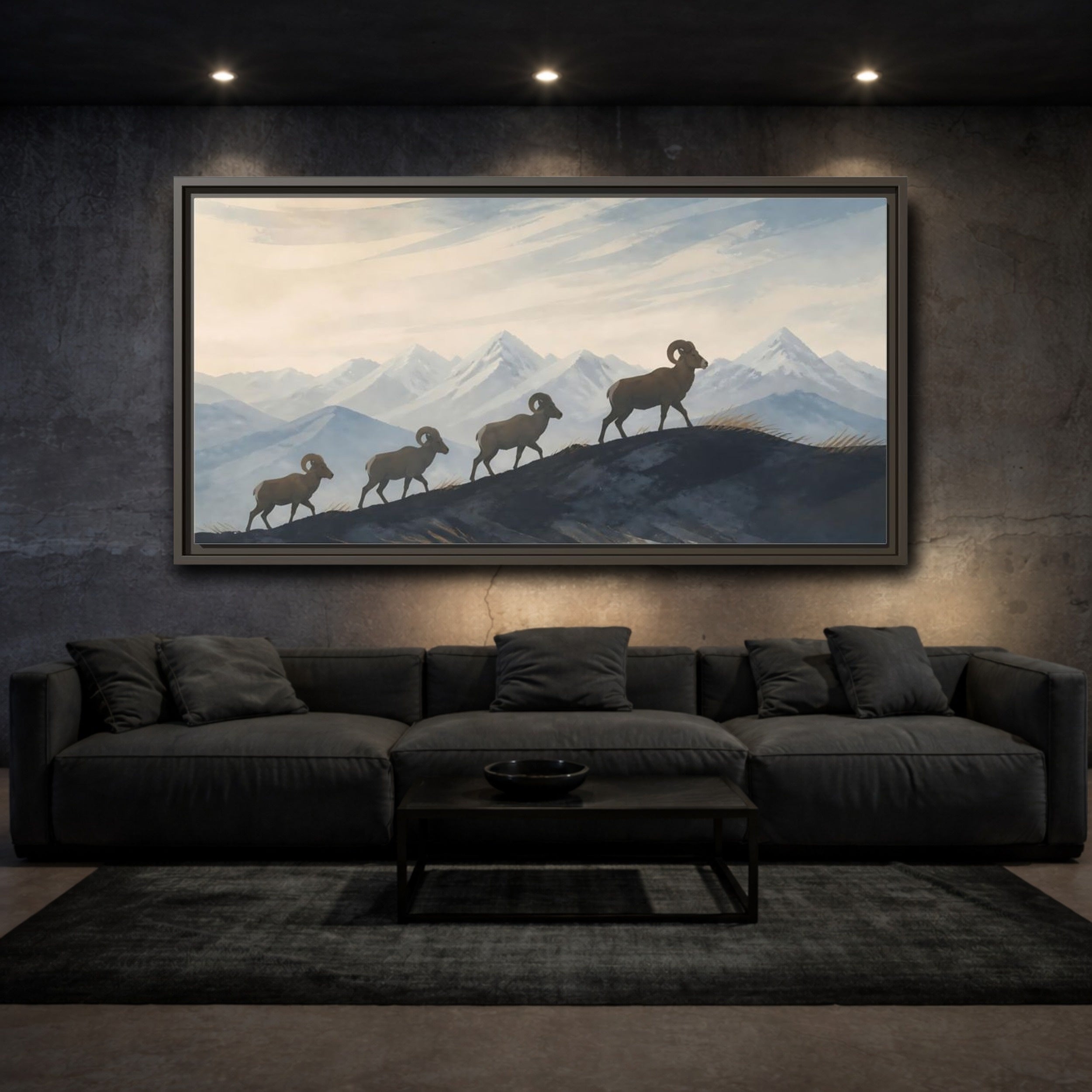 Mockup 2. Animals Bighorn Sheep Mountain Sheep shown as stretched canvas wall art