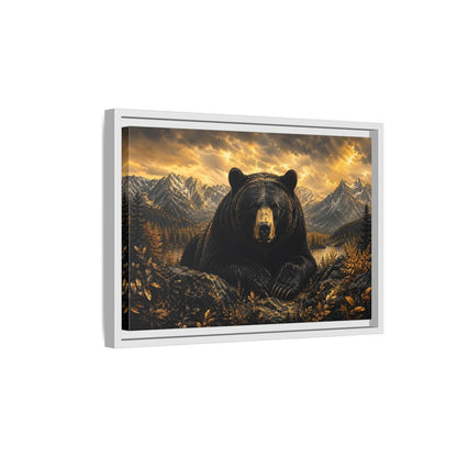 Side Mockup 4. Animals Black Bear Golden Bear Mountains shown as stretched canvas wall art
