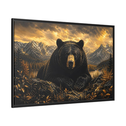 Side Mockup 12. Animals Black Bear Golden Bear Mountains shown as stretched canvas wall art