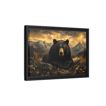 Side Mockup 6. Animals Black Bear Golden Bear Mountains shown as stretched canvas wall art