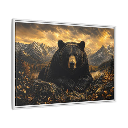 Side Mockup 9. Animals Black Bear Golden Bear Mountains shown as stretched canvas wall art
