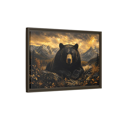 Side Mockup 2. Animals Black Bear Golden Bear Mountains shown as stretched canvas wall art