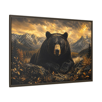 Side Mockup 8. Animals Black Bear Golden Bear Mountains shown as stretched canvas wall art