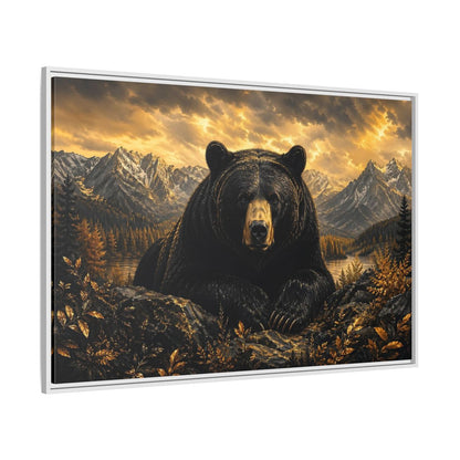 Side Mockup 7. Animals Black Bear Golden Bear Mountains shown as stretched canvas wall art