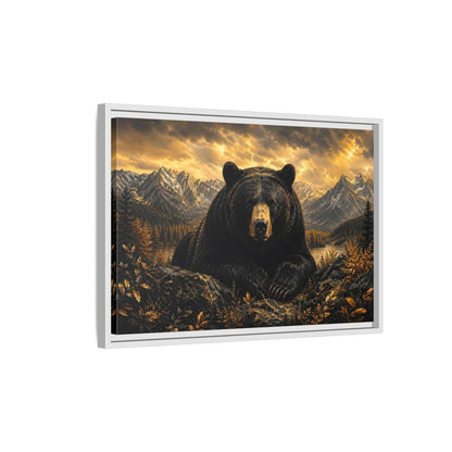 Side Mockup 1. Animals Black Bear Golden Bear Mountains shown as stretched canvas wall art
