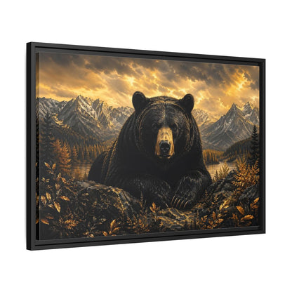 Side Mockup 14. Animals Black Bear Golden Bear Mountains shown as stretched canvas wall art