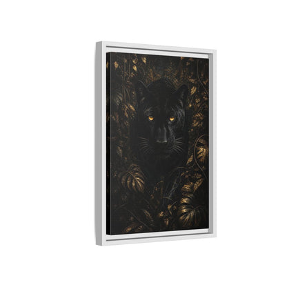 Side Mockup 4. Animals Black Panther Black And Gold shown as stretched canvas wall art