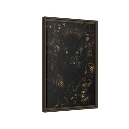 Side Mockup 2. Animals Black Panther Black And Gold shown as stretched canvas wall art