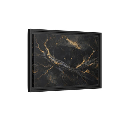 Side Mockup 6. Animals Black Panther Black And Gold shown as stretched canvas wall art