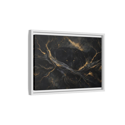 Side Mockup 4. Animals Black Panther Black And Gold shown as stretched canvas wall art