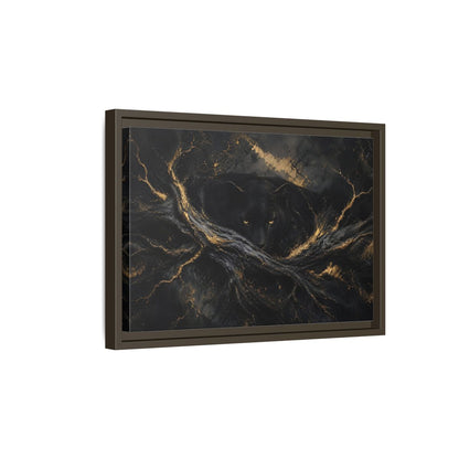 Side Mockup 5. Animals Black Panther Black And Gold shown as stretched canvas wall art