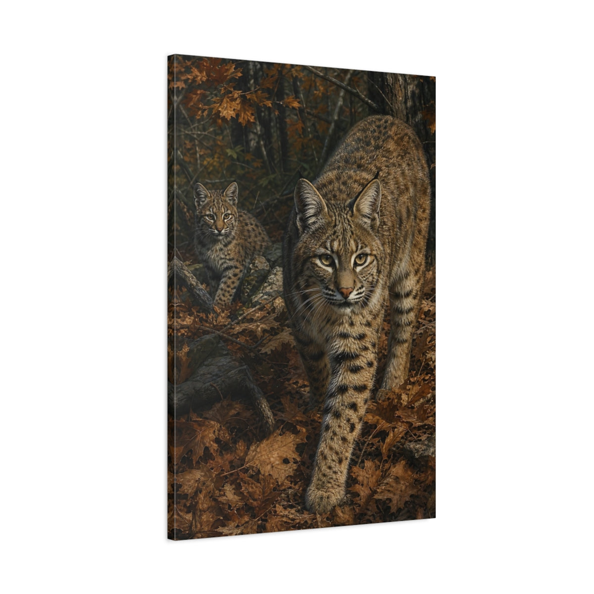 Main Mockup. Animals Bobcats Brown Bobcats shown as stretched canvas wall art