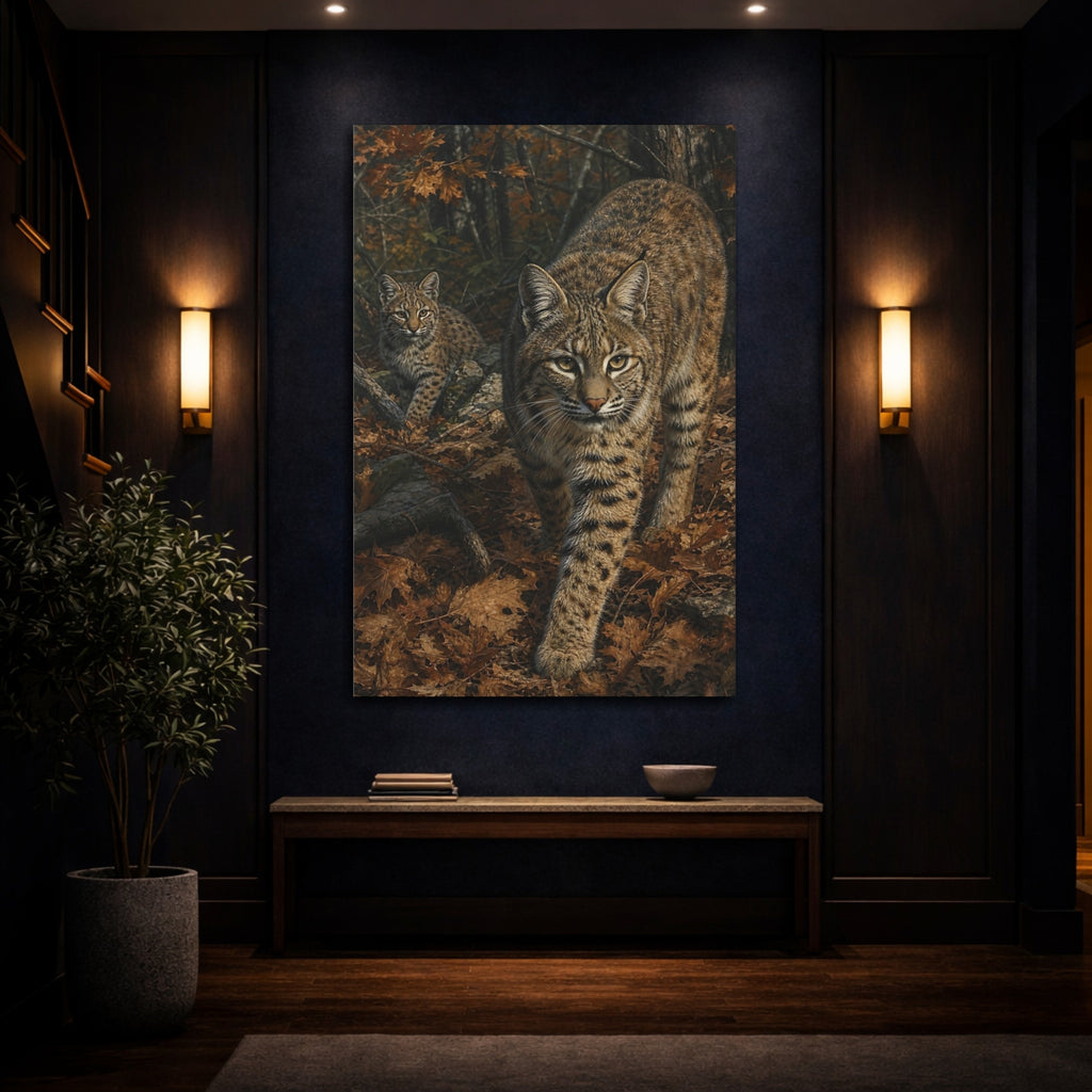 Mockup 4. Animals Bobcats Brown Bobcats shown as stretched canvas wall art