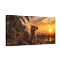Side Mockup 3. Animals Camels Brown Camels Sunset shown as stretched canvas wall art