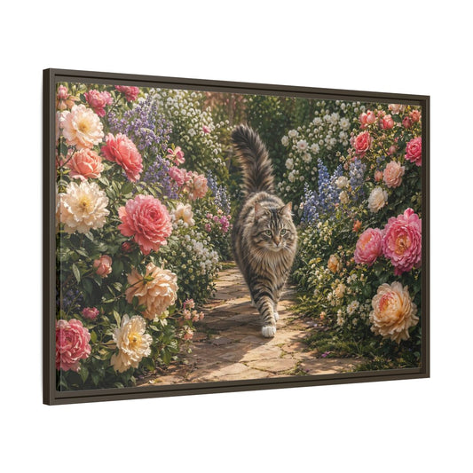 Main Mockup. Animals Cat Fluffy Cat Garden shown as stretched canvas wall art