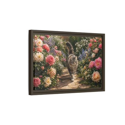 Side Mockup 5. Animals Cat Fluffy Cat Garden shown as stretched canvas wall art