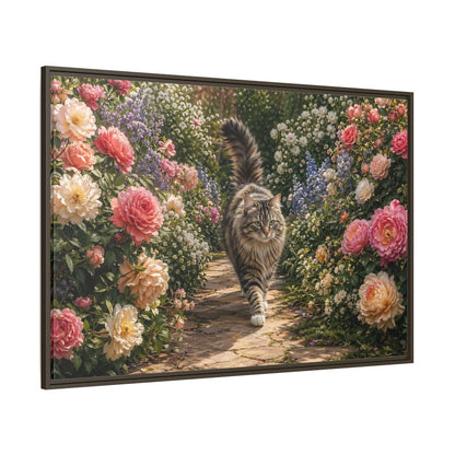 Side Mockup 8. Animals Cat Fluffy Cat Garden shown as stretched canvas wall art