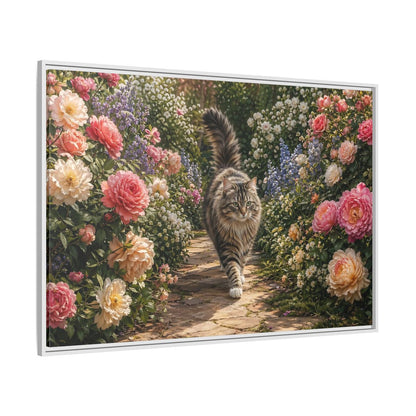 Side Mockup 7. Animals Cat Fluffy Cat Garden shown as stretched canvas wall art