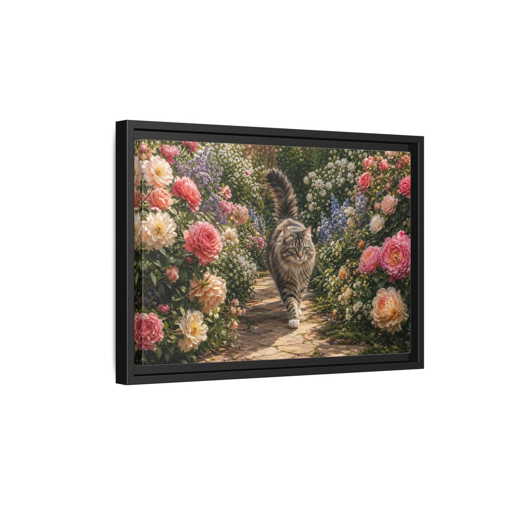 Side Mockup 6. Animals Cat Fluffy Cat Garden shown as stretched canvas wall art