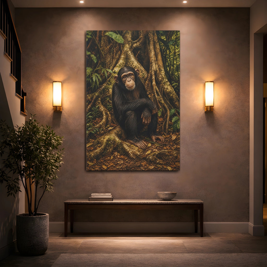 Mockup 2. Animals Chimpanzee Chimpanzee Forest shown as stretched canvas wall art