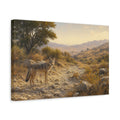 Side Mockup 4. Animals Coyote Desert Gold shown as stretched canvas wall art