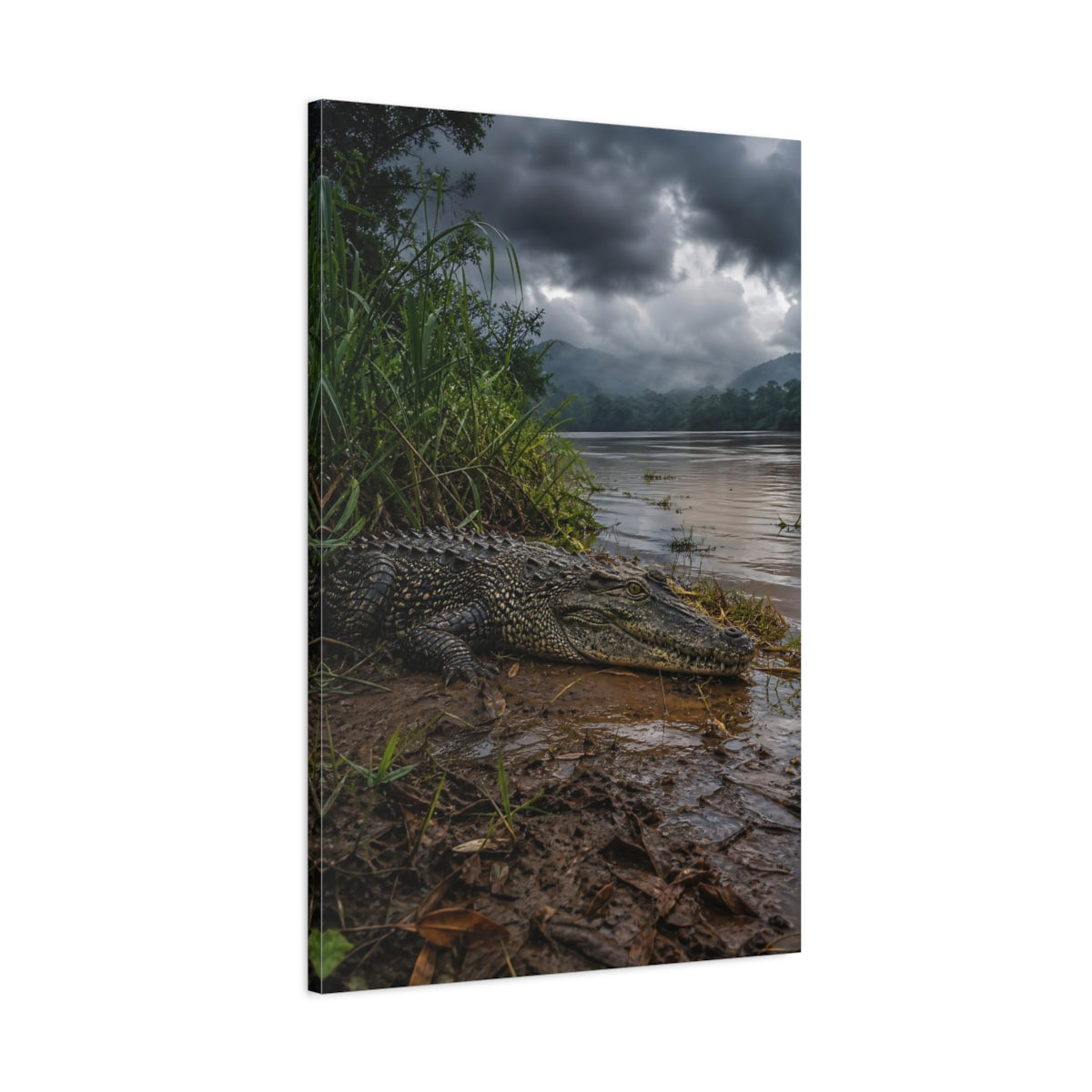 Main Mockup. Animals Crocodile Wild Crocodile shown as stretched canvas wall art
