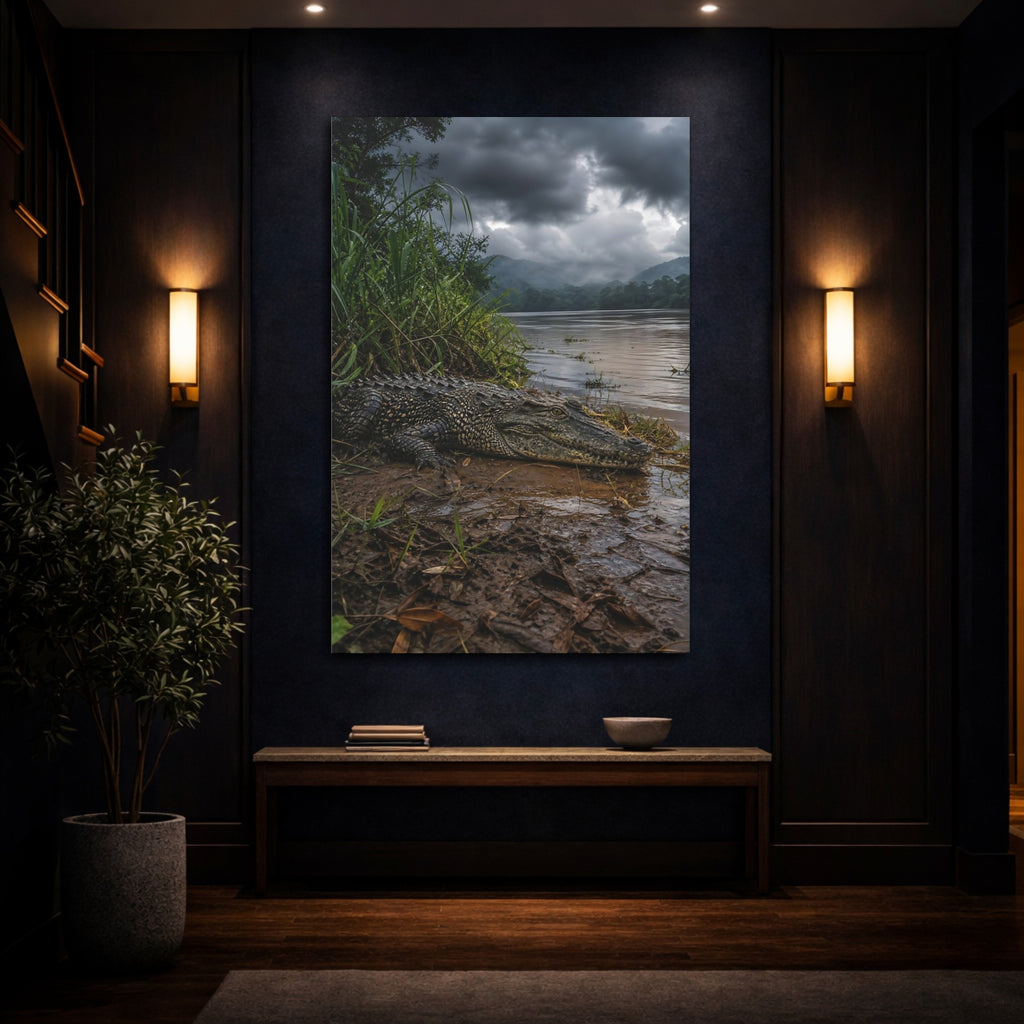 Mockup 4. Animals Crocodile Wild Crocodile shown as stretched canvas wall art
