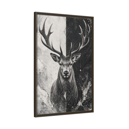 Main Mockup. Animals Deer Black And White Deer shown as stretched canvas wall art