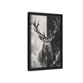 Side Mockup 6. Animals Deer Black And White Deer shown as stretched canvas wall art