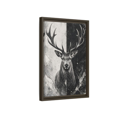 Side Mockup 5. Animals Deer Black And White Deer shown as stretched canvas wall art
