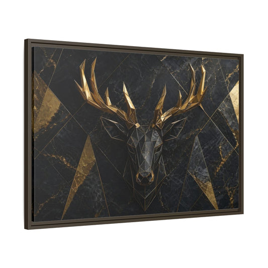 Main Mockup. Animals Deer Black Gold Deer shown as stretched canvas wall art