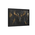Side Mockup 6. Animals Deer Black Gold Deer shown as stretched canvas wall art