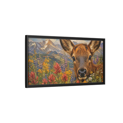 Side Mockup 2. Animals Deer Colorful Deer Art shown as stretched canvas wall art