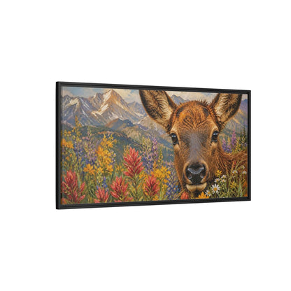 Side Mockup 5. Animals Deer Colorful Deer Art shown as stretched canvas wall art
