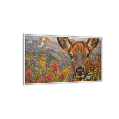 Side Mockup 3. Animals Deer Colorful Deer Art shown as stretched canvas wall art