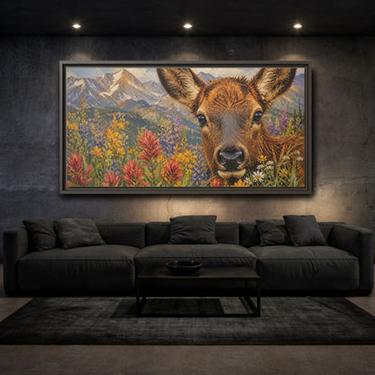 Mockup 2. Animals Deer Colorful Deer Art shown as stretched canvas wall art