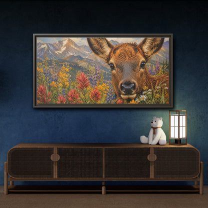 Mockup 4. Animals Deer Colorful Deer Art shown as stretched canvas wall art