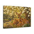 Side Mockup 4. Animals Deer Family Spring Deer Family shown as stretched canvas wall art