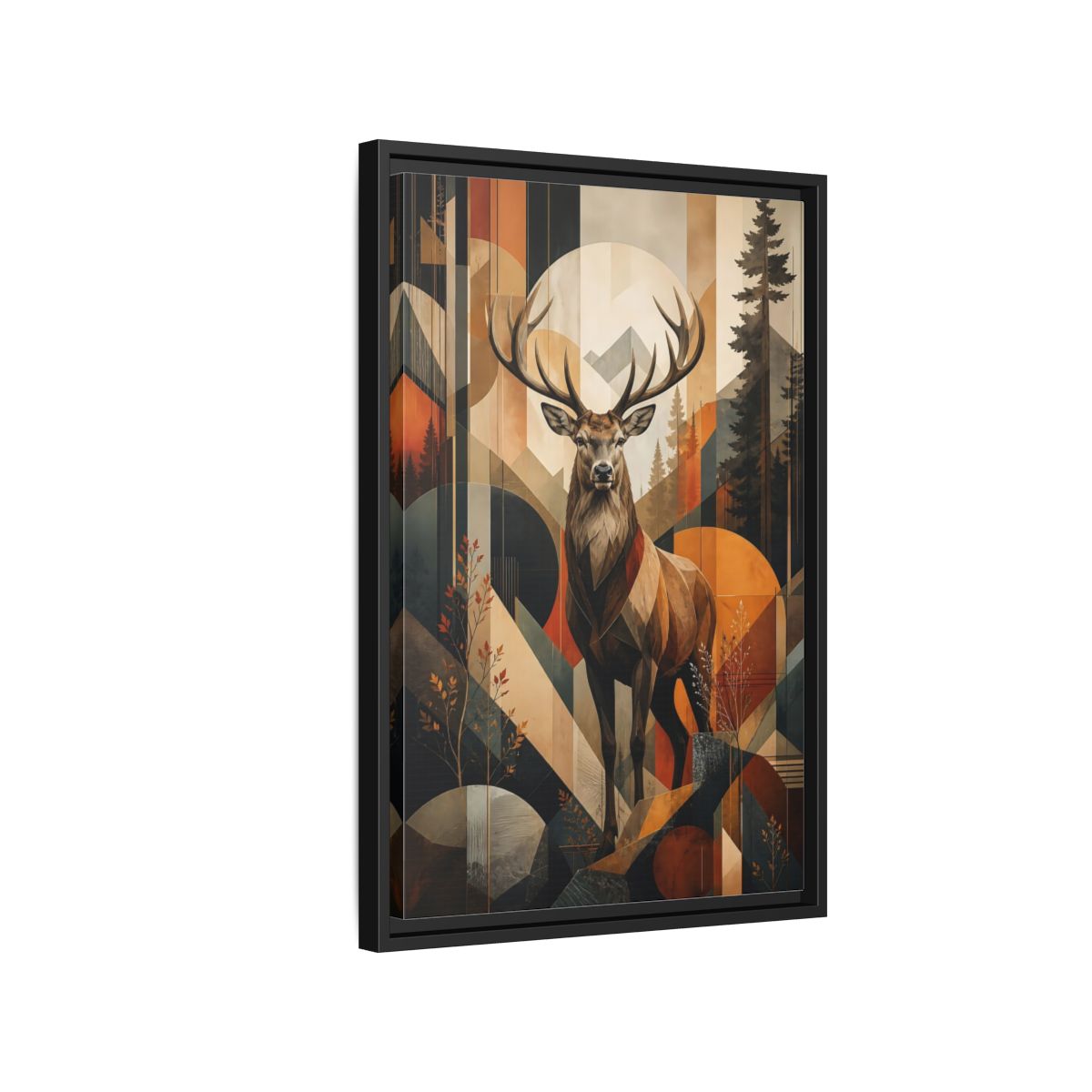 Side Mockup 3. Animals Deer Stag Geometric Deer Art shown as stretched canvas wall art