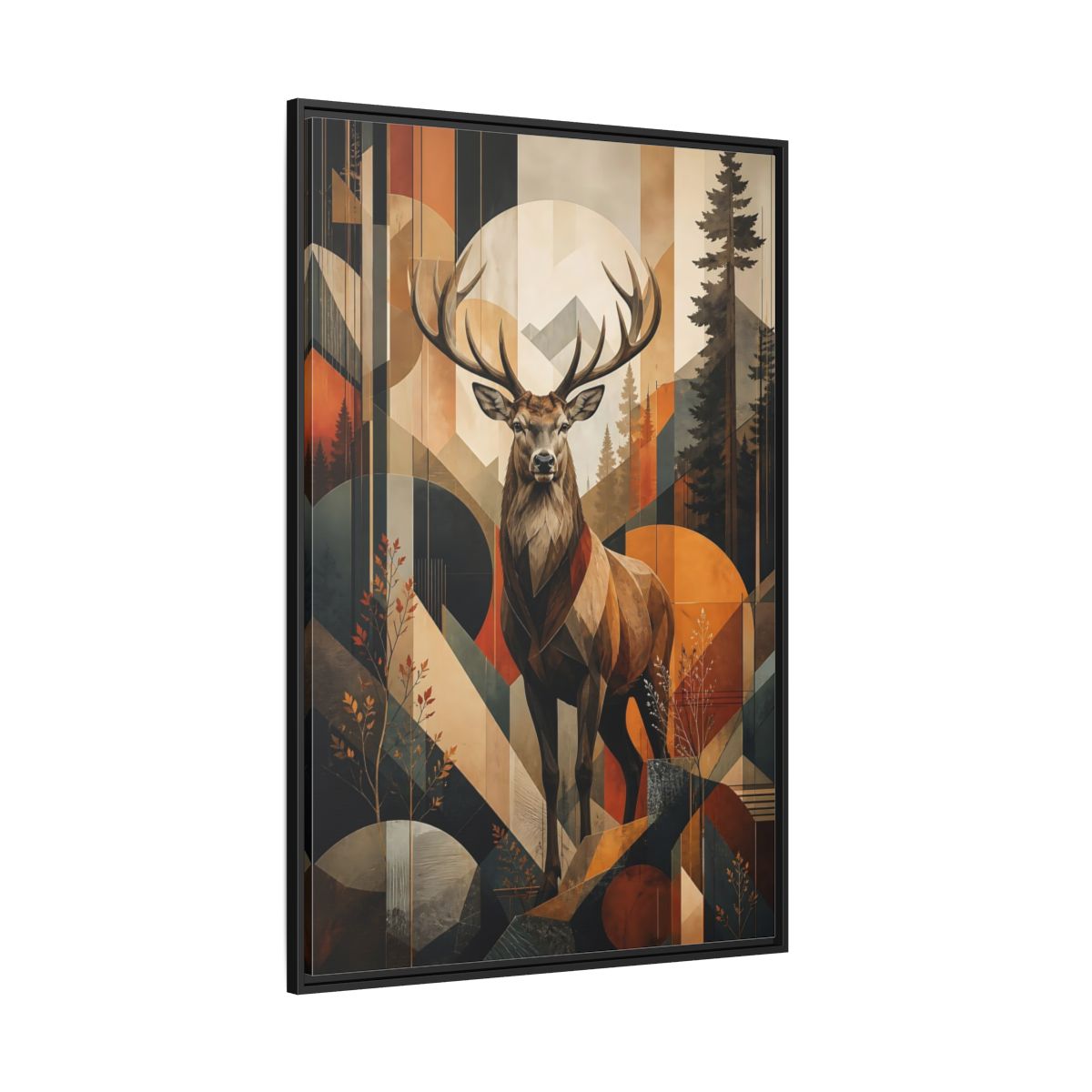 Side Mockup 12. Animals Deer Stag Geometric Deer Art shown as stretched canvas wall art