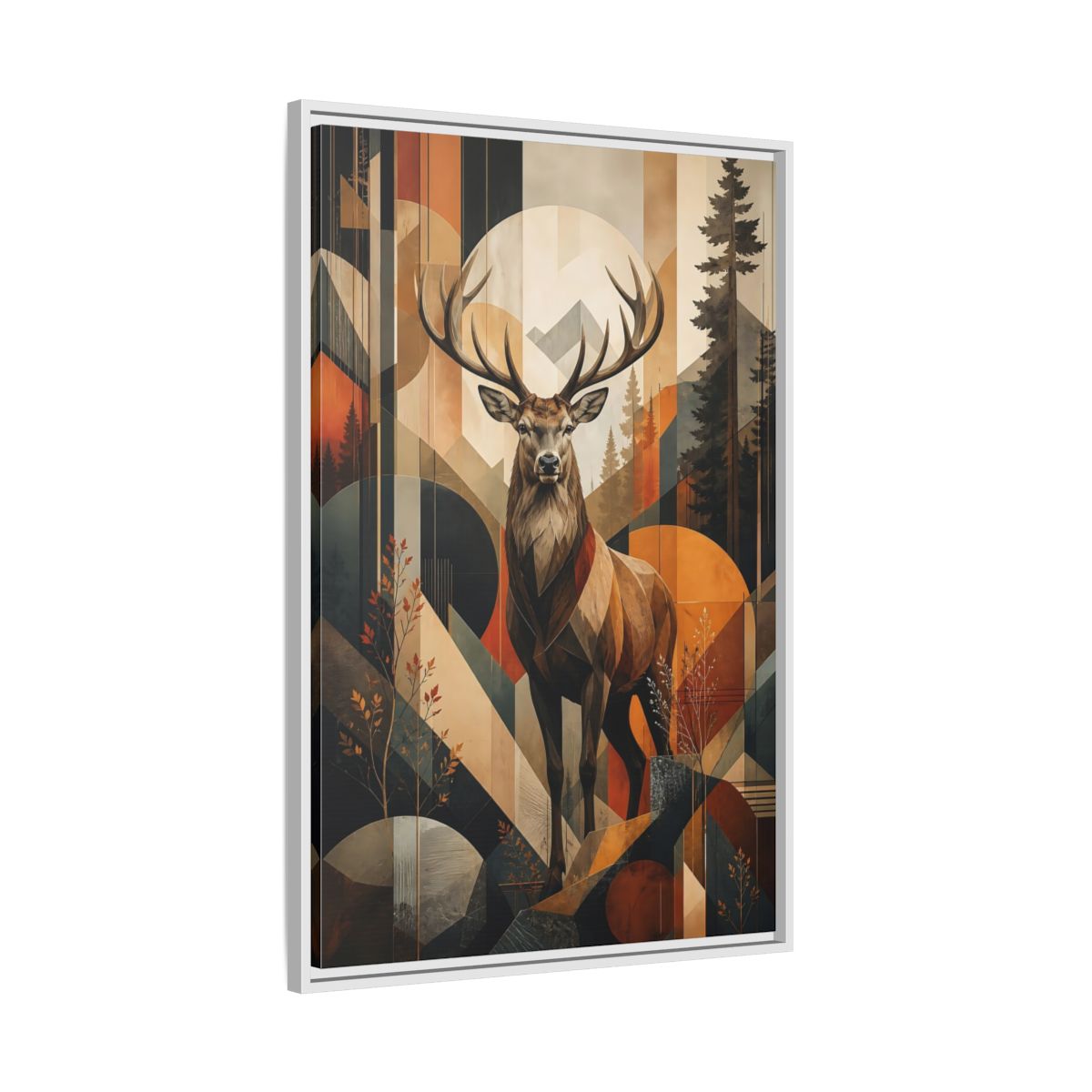Side Mockup 9. Animals Deer Stag Geometric Deer Art shown as stretched canvas wall art