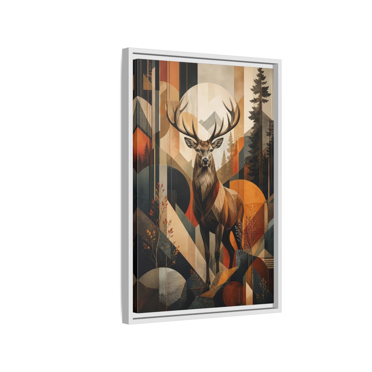 Side Mockup 1. Animals Deer Stag Geometric Deer Art shown as stretched canvas wall art