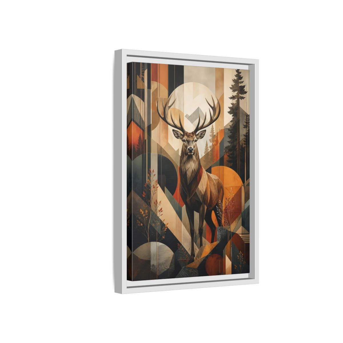 Side Mockup 4. Animals Deer Stag Geometric Deer Art shown as stretched canvas wall art