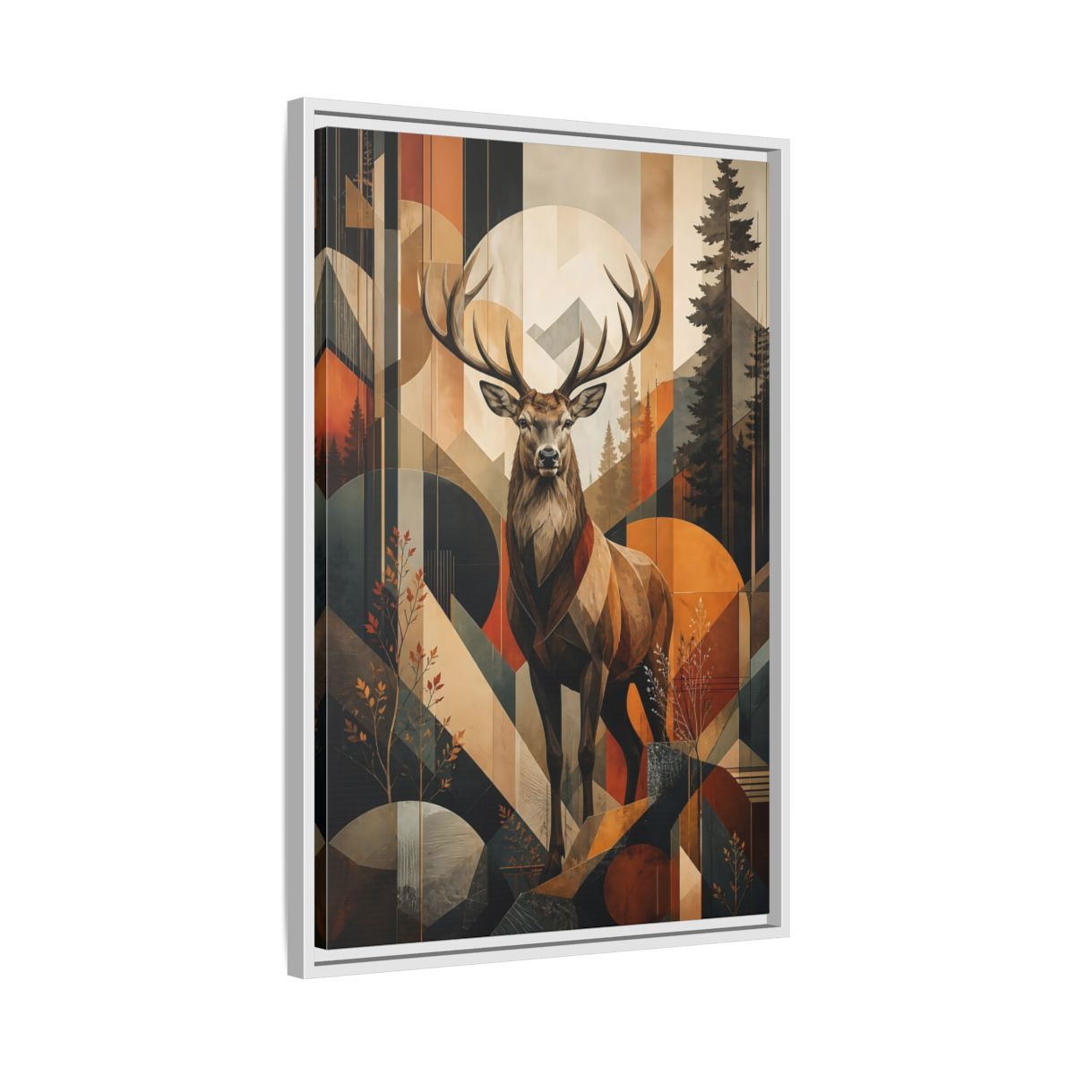 Side Mockup 10. Animals Deer Stag Geometric Deer Art shown as stretched canvas wall art
