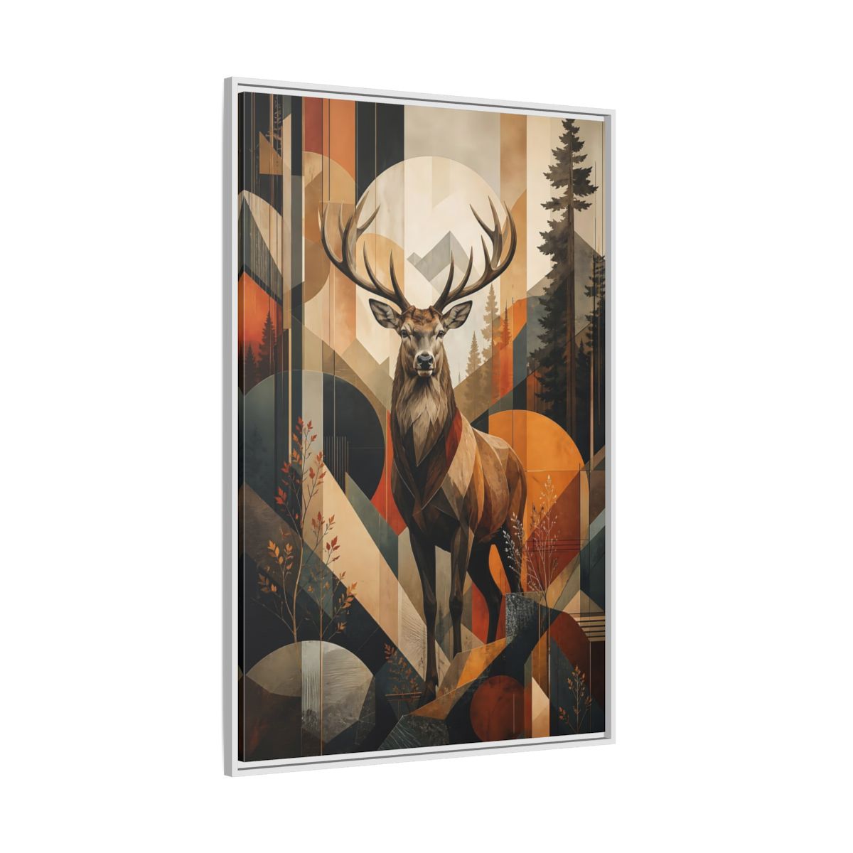 Side Mockup 7. Animals Deer Stag Geometric Deer Art shown as stretched canvas wall art